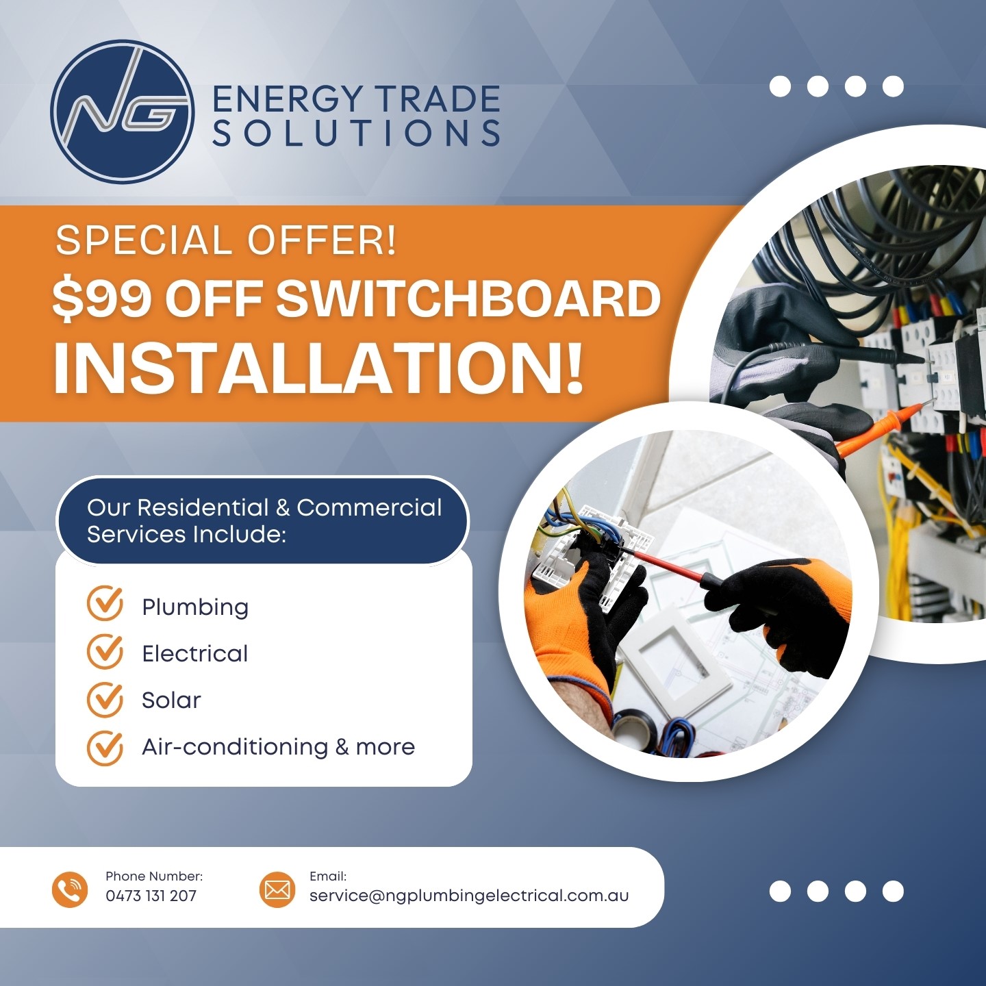 Energy Trade Solutions $99 Off Switchboard Installation